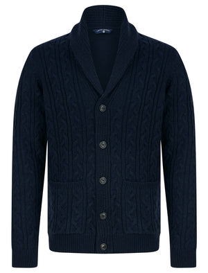 Manji 2 Chunky Cable Knitted Cardigan with Shawl Collar in Ink - Tokyo Laundry