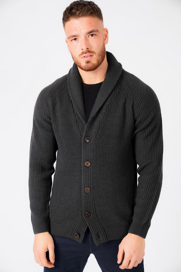 Hatton 2 Soft Knit Shawl Neck Cardigan in Charcoal - Tokyo Laundry