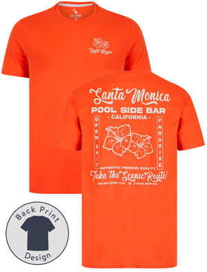 Pool Bar Motif Cotton Jersey T-Shirt in Hot Coral - South Shore