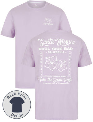 Pool Bar Motif Cotton Jersey T-Shirt in Pastel Lilac - South Shore