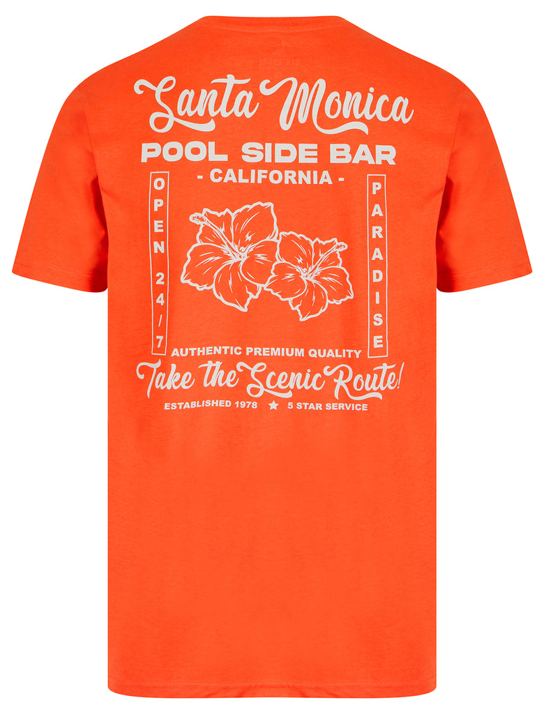 Pool Bar Motif Cotton Jersey TShirt in Hot Coral South Shore Tokyo