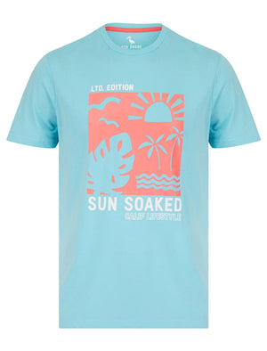 Sun Soaked Motif Cotton Jersey T-Shirt in Blue Topaz - South Shore