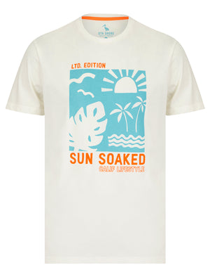 Sun Soaked Motif Cotton Jersey T-Shirt in Marshmallow White - South Shore