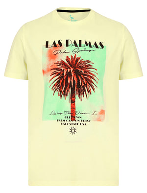 Las Palmas Motif Cotton Jersey T-Shirt in Transparent Yellow - South Shore