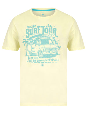 Surf Tour Motif Cotton Jersey T-Shirt in Transparent Yellow - South Shore