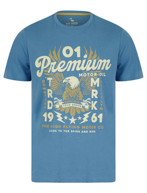 Premium Eagle Motif Cotton Jersey T-Shirt in Blue Heaven - South Shore