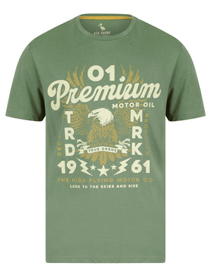 Premium Eagle Motif Cotton Jersey T-Shirt in Sea Spray Green - South Shore