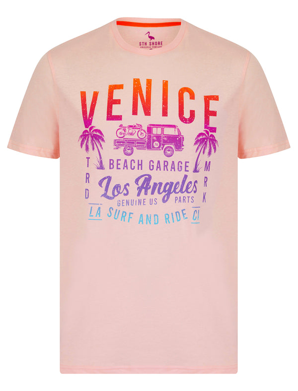 Beach Garage 2 Motif Cotton Jersey T-Shirt in Barely Pink - South Shore