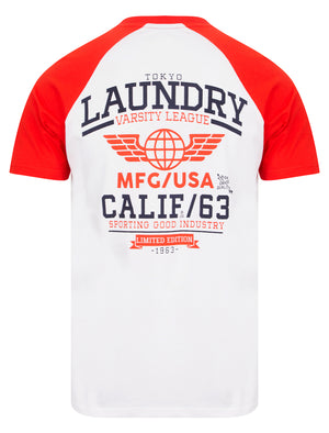 Makita Baseball Style Raglan Sleeve Cotton Jersey Crew Neck T-Shirt in High Risk Red - Tokyo Laundry