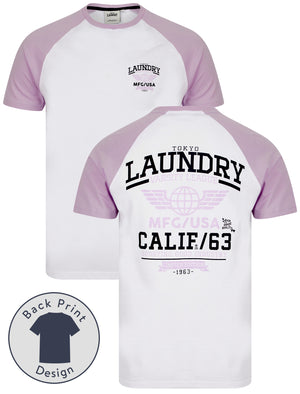 Makita Baseball Style Raglan Sleeve Cotton Jersey Crew Neck T-Shirt in Lilac Breeze - Tokyo Laundry