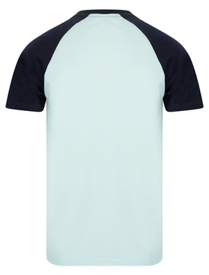 Milwaukee Baseball Style Raglan Sleeve Cotton Jersey Crew Neck T-Shirt in Maritime Blue - Tokyo Laundry