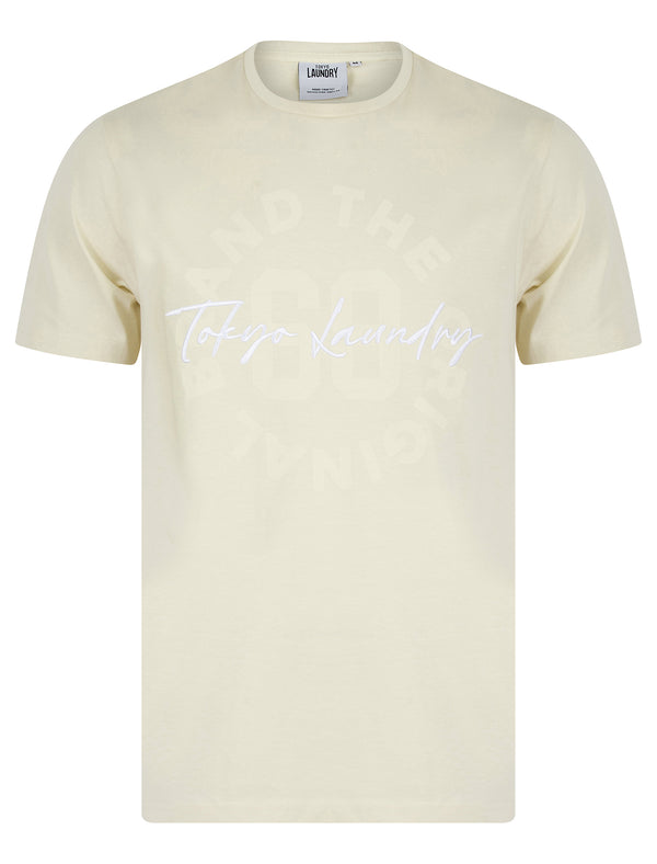 Carcle Embroidery & Print Motif Cotton Jersey T-Shirt in Summer Sand - Tokyo Laundry
