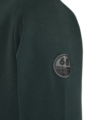 Mirrors Motif Brushback Fleece Pullover Hoodie in Dark Green - Tokyo Laundry