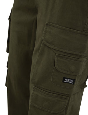 Cathay Cotton Twill Cuffed Multi-Pocket Cargo Jogger Pants in Crocodile - Tokyo Laundry