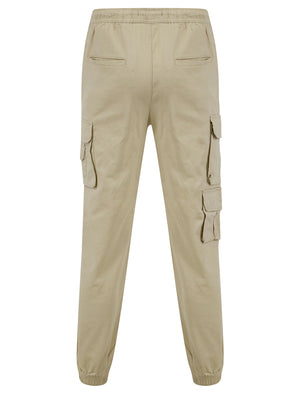 Cathay Cotton Twill Cuffed Multi-Pocket Cargo Jogger Pants in Peyote Gray - Tokyo Laundry