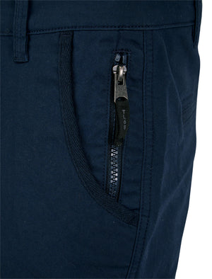 Almagro Stretch Cotton Blend Multi-Pocket Cargo Trousers in Sky Captain Navy - Tokyo Laundry