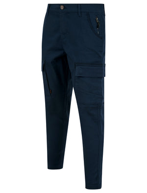 Almagro Stretch Cotton Blend Multi-Pocket Cargo Trousers in Sky Captain Navy - Tokyo Laundry