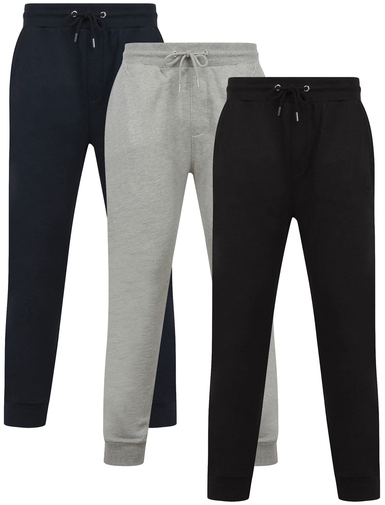 Underground (3 Pack) Basic Cotton Blend Brushback Fleece Joggers Set in Sky Captain Navy