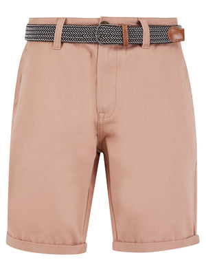 Sheringham Cotton Twill Chino Shorts With Woven Belt in Pink - Tokyo Laundry