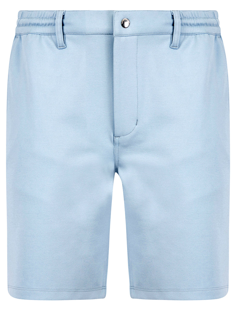 Voyage Stretch Fabric Jersey Chino Shorts in Subdued Blue