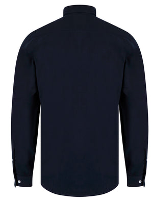 Leyburn Cotton Twill Long Sleeve Shirt in Sky Captain Navy - Kensington Eastside