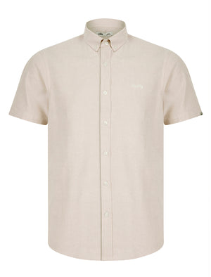 Tiberius Short Sleeve Oxford Cotton Shirt in Oatmeal  - Tokyo Laundry