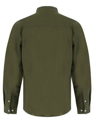 Helios Classic Collar Long Sleeve Cotton Linen Shirt in Ivy Green - Tokyo Laundry