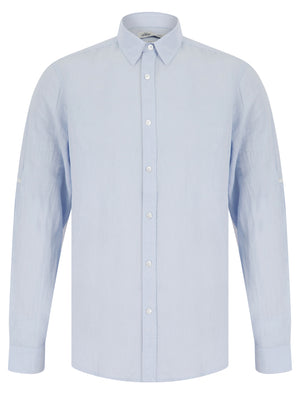 Helios Classic Collar Long Sleeve Cotton Linen Shirt in Soft Blue - Tokyo Laundry