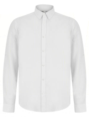 Helios Classic Collar Long Sleeve Cotton Linen Shirt in Bright White - Tokyo Laundry