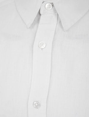 Helios Classic Collar Long Sleeve Cotton Linen Shirt in Bright White - Tokyo Laundry