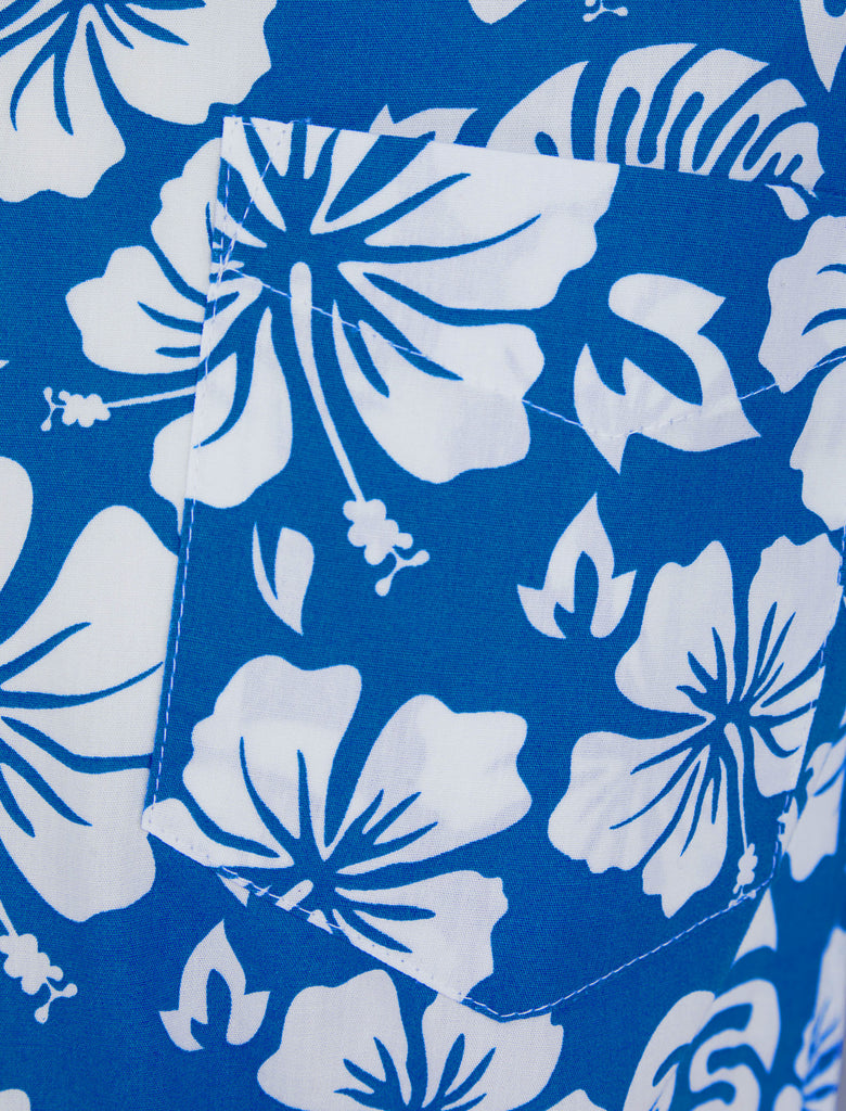 Hamoa Tropical Floral Print Short Sleeve Cotton Poplin Hawaiian