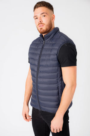 Mentari Quilted Puffer Gilet with Fleece Lined Collar in Sky Captain Navy - Tokyo Laundry