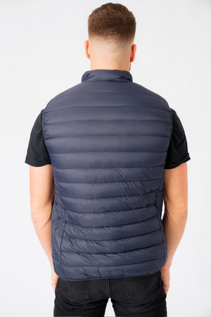 Yellin 2 Quilted Puffer Gilet with Fleece Lined Collar in Sky Captain Navy - Tokyo Laundry