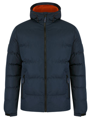 Takato Micro-Fleece Lined Quilted Puffer Jacket with Hood in Sky Captain Navy - Tokyo Laundry
