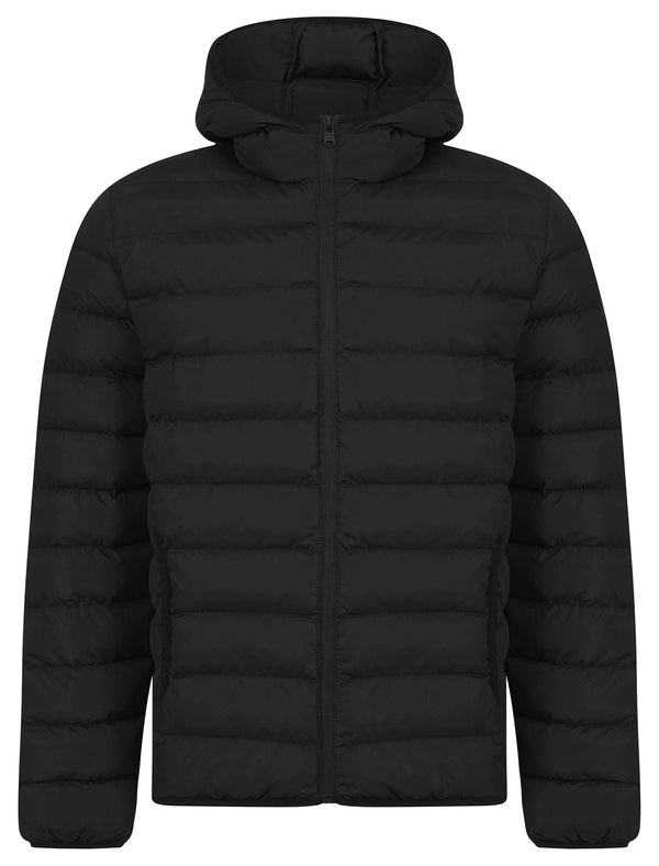 Tamary Quilted Puffer Jacket with Hood in Jet Black - Tokyo Laundry