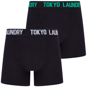 Tilson 2 (2 Pack) Boxer Shorts Set in Atlantis Green / Bright White - Tokyo Laundry
