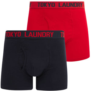 Walpole (2 Pack) Boxer Shorts Set in Chinese Red / Sky Captain Navy - Tokyo Laundry