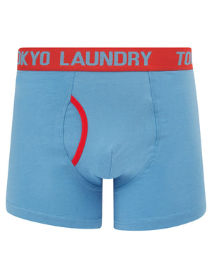 Yaron (2 Pack) Boxer Shorts Set in Poppy Red / Blissful Blue - Tokyo Laundry