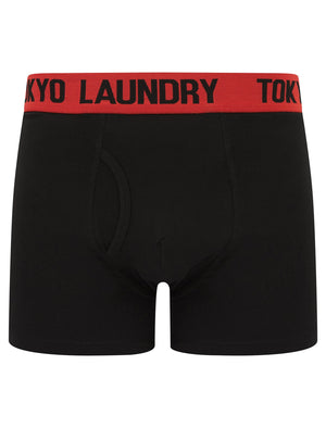 Venti (2 Pack) Boxer Shorts Set in Light Grey Marl / Poppy Red - Tokyo Laundry