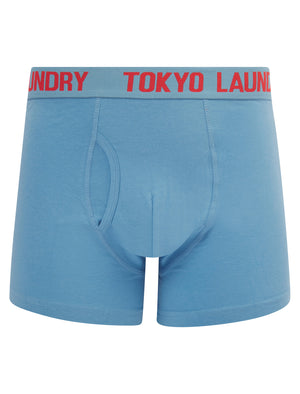 Hillside 3 (2 Pack) Boxer Shorts Set in Blissful Blue / Poppy Red - Tokyo Laundry