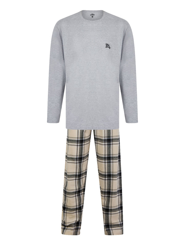 Dunow 2pc Long Sleeve Cotton Loungewear Pyjama Set in Mid Grey Marl - Tokyo Laundry