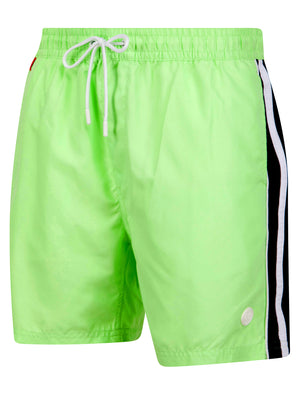 Lamia Twill Microfibre Swim Shorts with Side Stripes In Patina Green - Tokyo Laundry