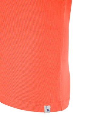 Victory 4 Pack Cotton Ribbed Sleeveless Vest Tops in Hot Coral / Light Grey Marl / Jet Black / Blue Horizon - South Shore