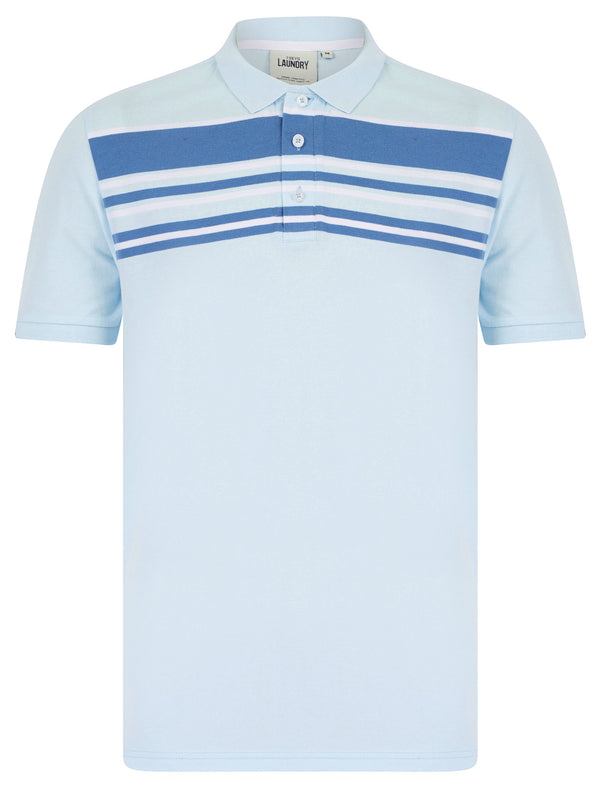 Hayden Yarn Dyed Stripe Cotton Pique Polo Shirt in Ice Water - Tokyo Laundry