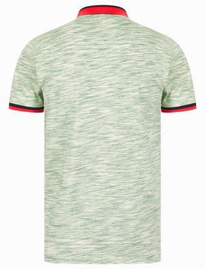 Hanbury Cotton Rich Jersey Space Dye Polo Shirt with Tipping in Light Green - Tokyo Laundry