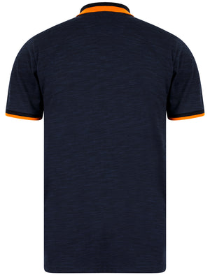 Hanbury Cotton Rich Jersey Space Dye Polo Shirt with Tipping in Navy - Tokyo Laundry