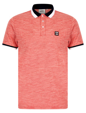 Hanbury Cotton Rich Jersey Space Dye Polo Shirt with Tipping in Red - Tokyo Laundry
