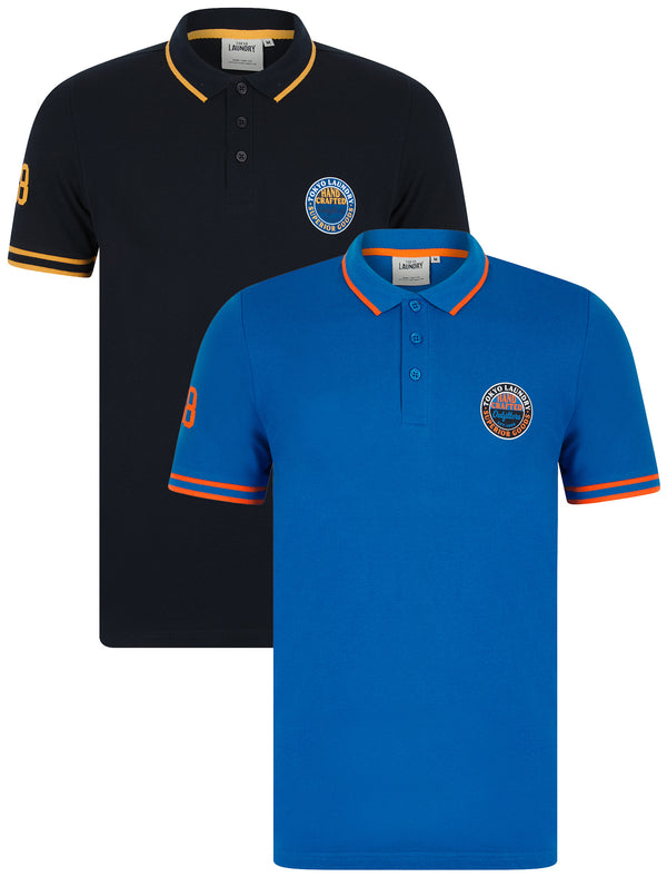 Prost (2 Pack) Cotton Pique Polo Shirts in Sky Captain Navy / Jet Blue - Tokyo Laundry