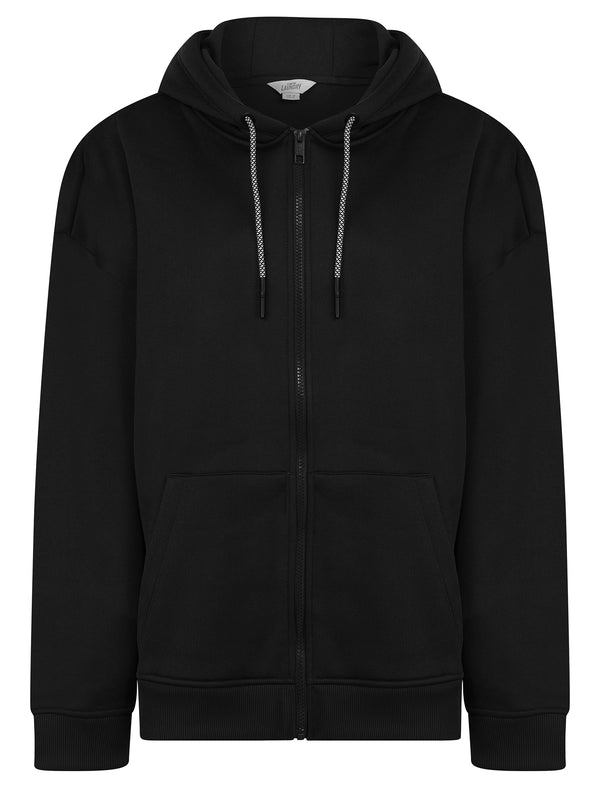 Buster Women's Plain Zip Through Brushback Fleece Hoodie in Jet Black - Tokyo Laundry
