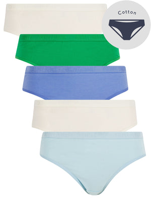 Nala (5 Pack) Cotton Assorted Briefs in Clear Sky / Jet Stream / Persian Jewel / Fern Green - Tokyo Laundry